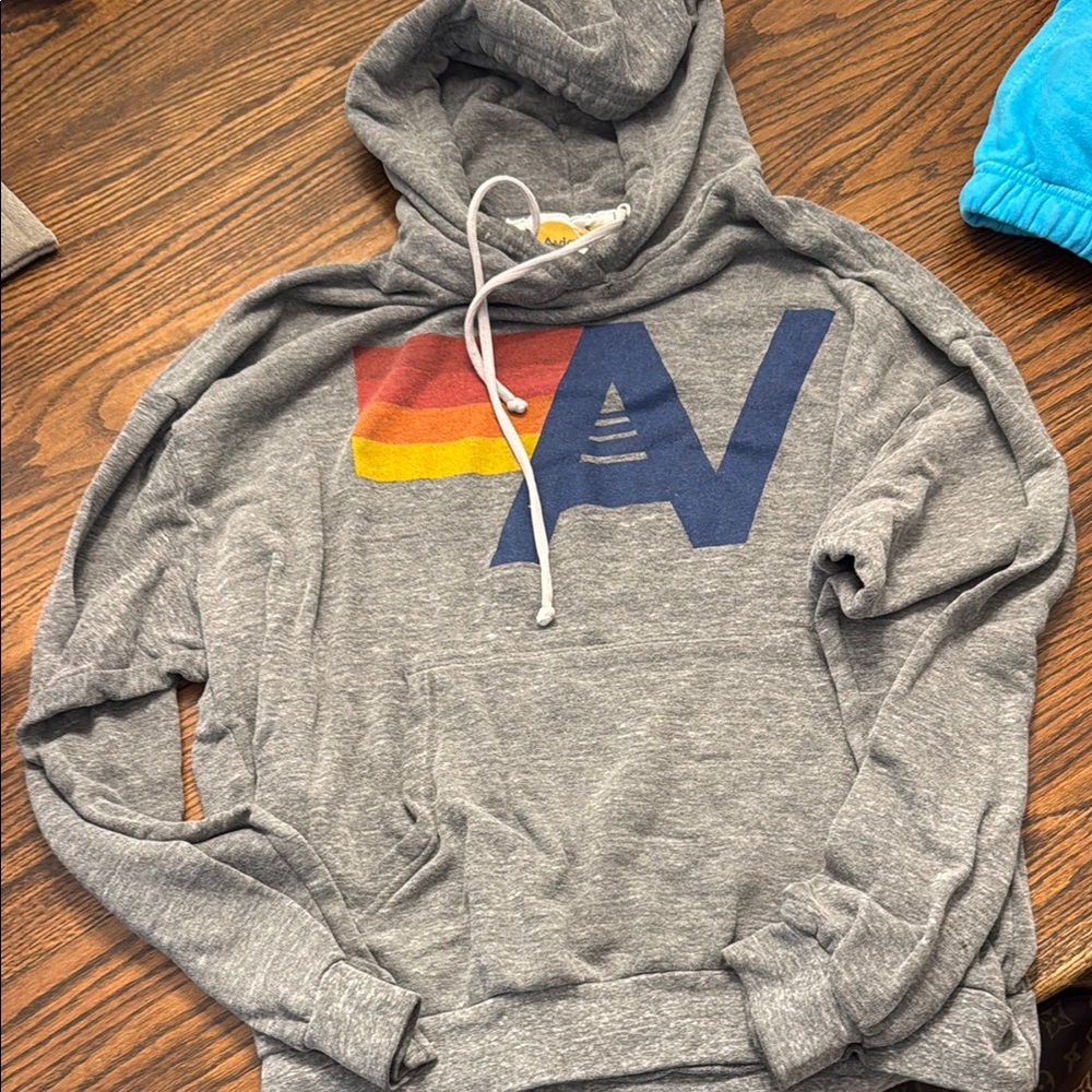 Aviator Nation Gray and Red Hoodie with Graphic Design